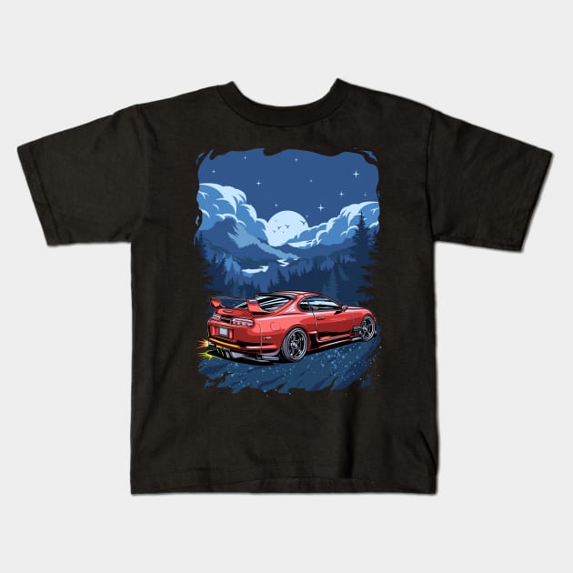 Toyota Supra Night Fighter Kids T-Shirt by racingfactory